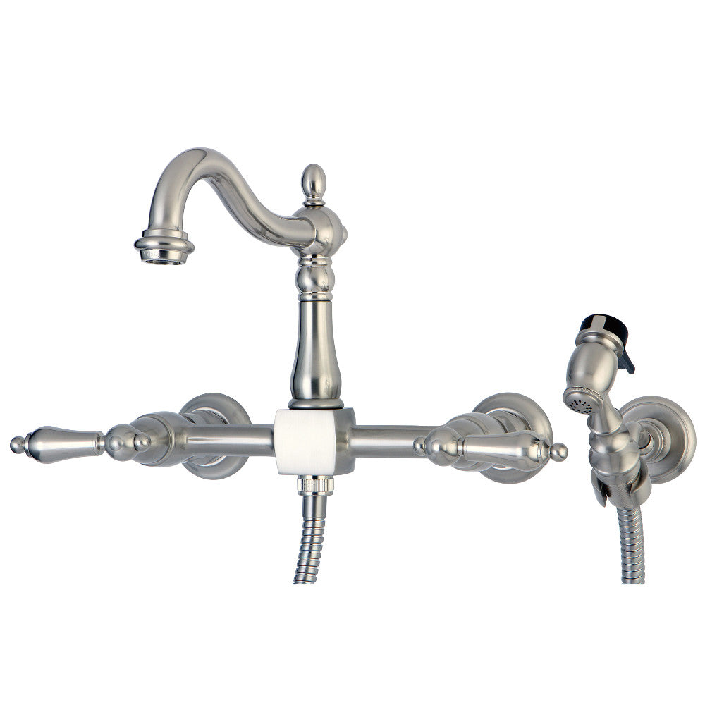 Heritage Wall Mount Kitchen Faucet in Brushed Nickel