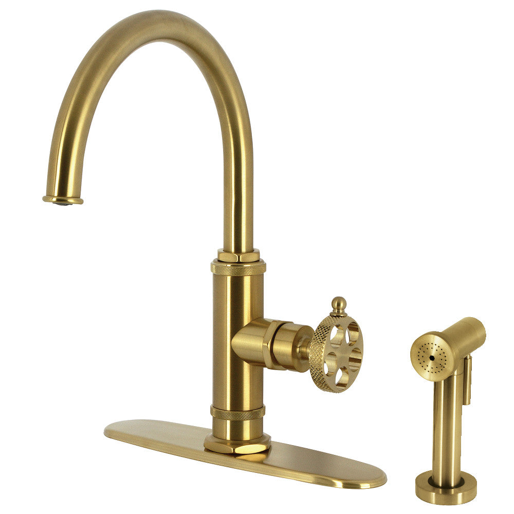 Webb One Handle Kitchen Faucet in Brushed Brass