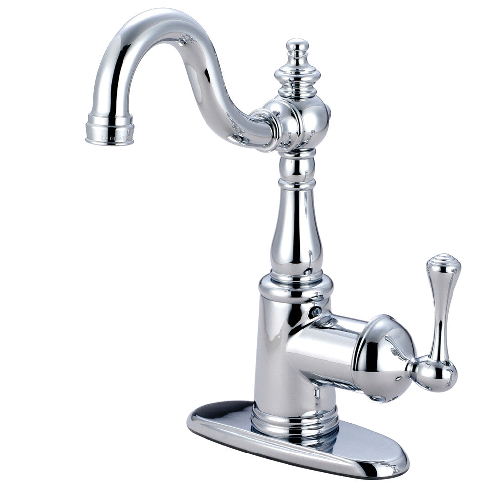 English Vintage Single-Hole Bathroom Faucet in Polished Chrome
