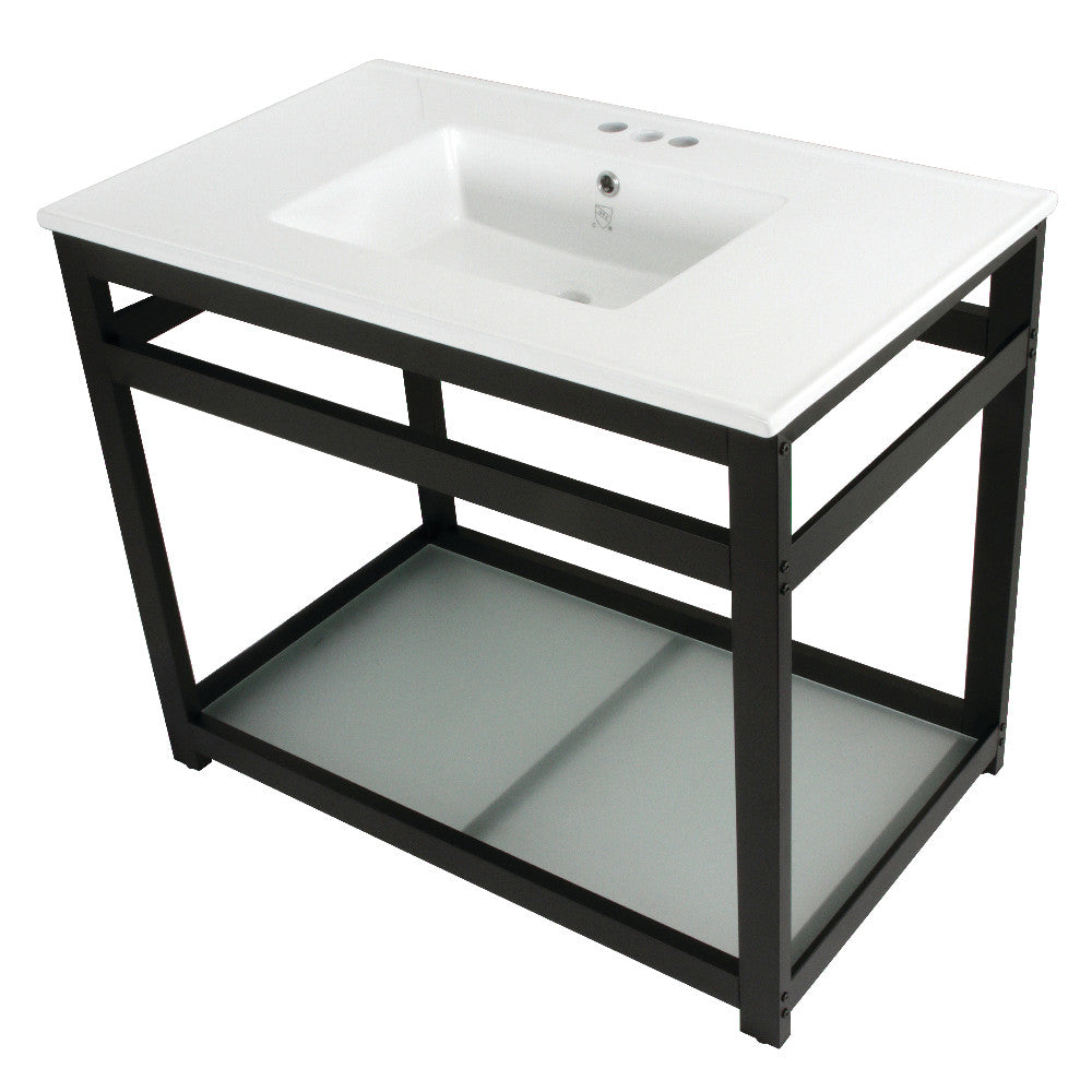 Quadras 37.38 Inch Console Sink in White