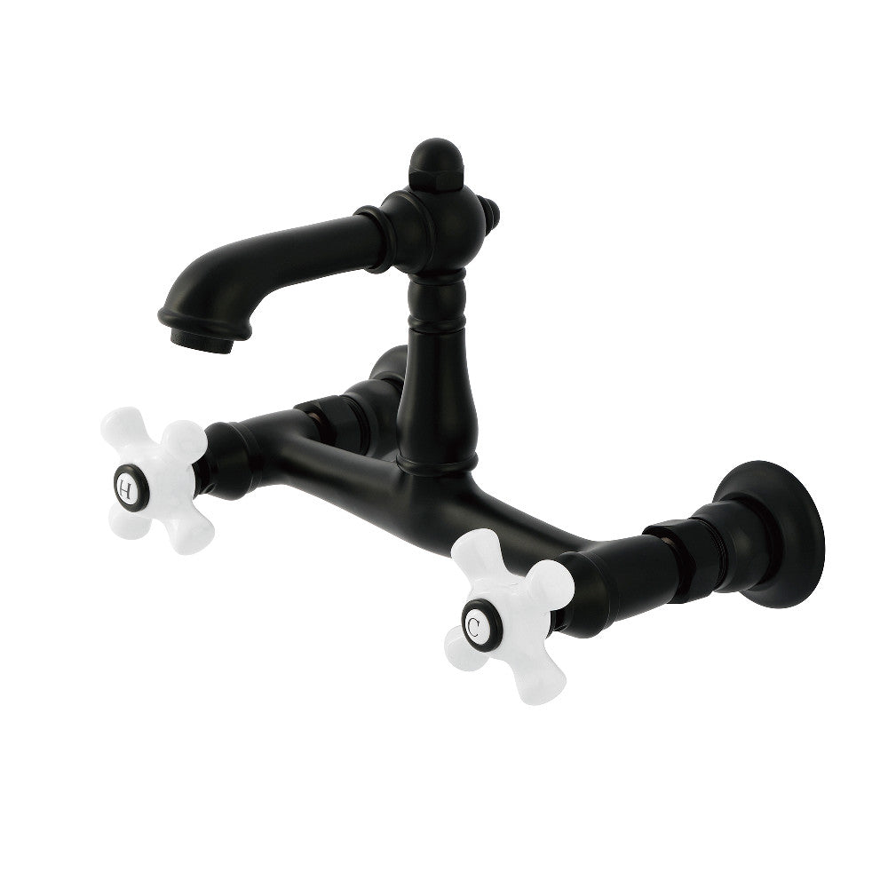 English Country Wall-Mount Bathroom Faucet in Matte Black