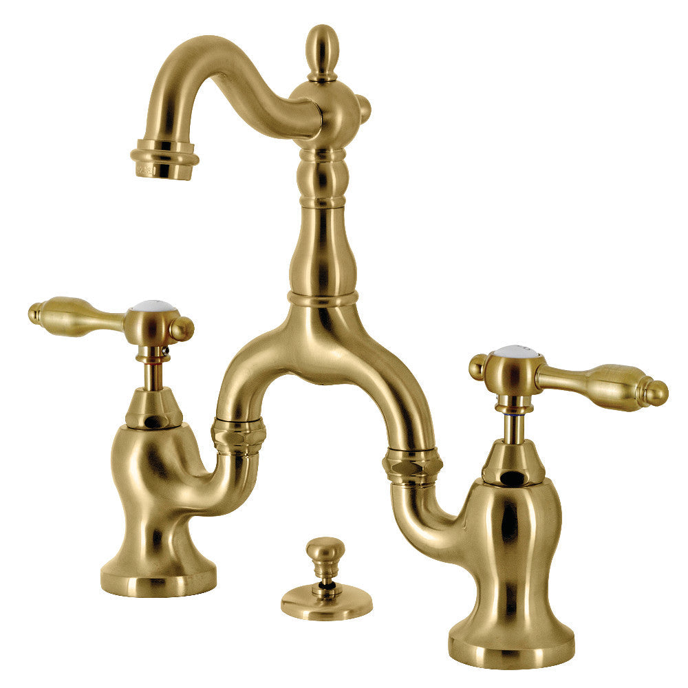 Tudor Bridge Bathroom Faucet in Brushed Brass