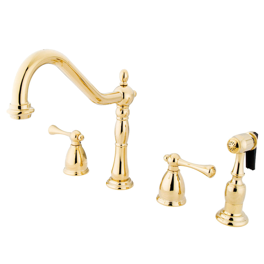 Heritage Widespread Kitchen Faucet in Polished Brass