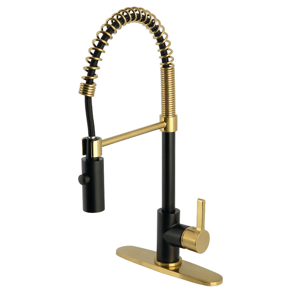Continental Pre-Rinse Kitchen Faucet in Matte Black/Brushed Brass