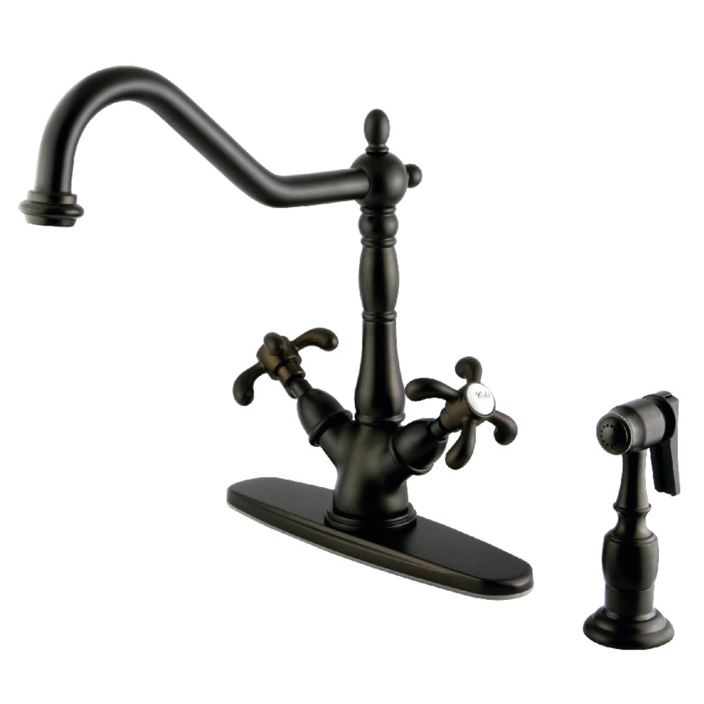 French Country Two Handle Single-Hole Kitchen Faucet in Oil Rubbed Bronze