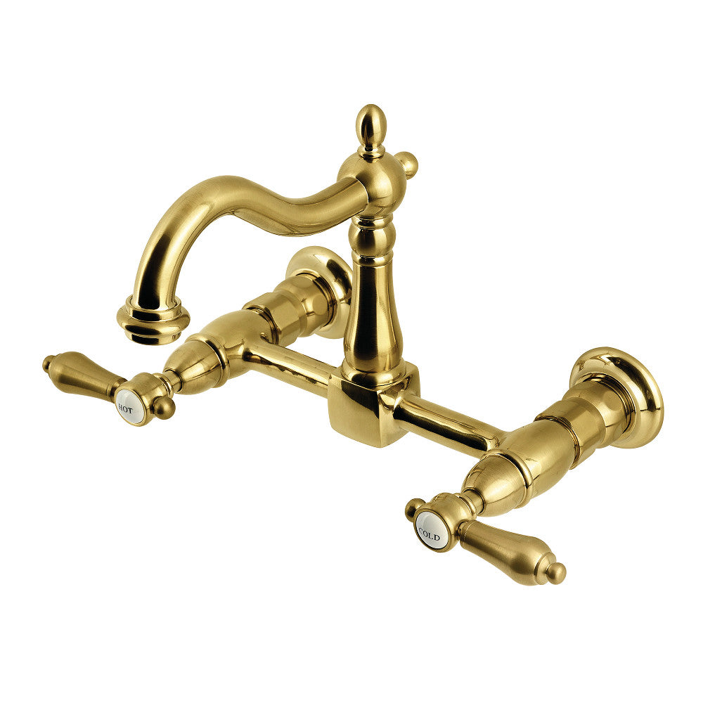Heirloom Wall Mount Kitchen Faucet in Brushed Brass