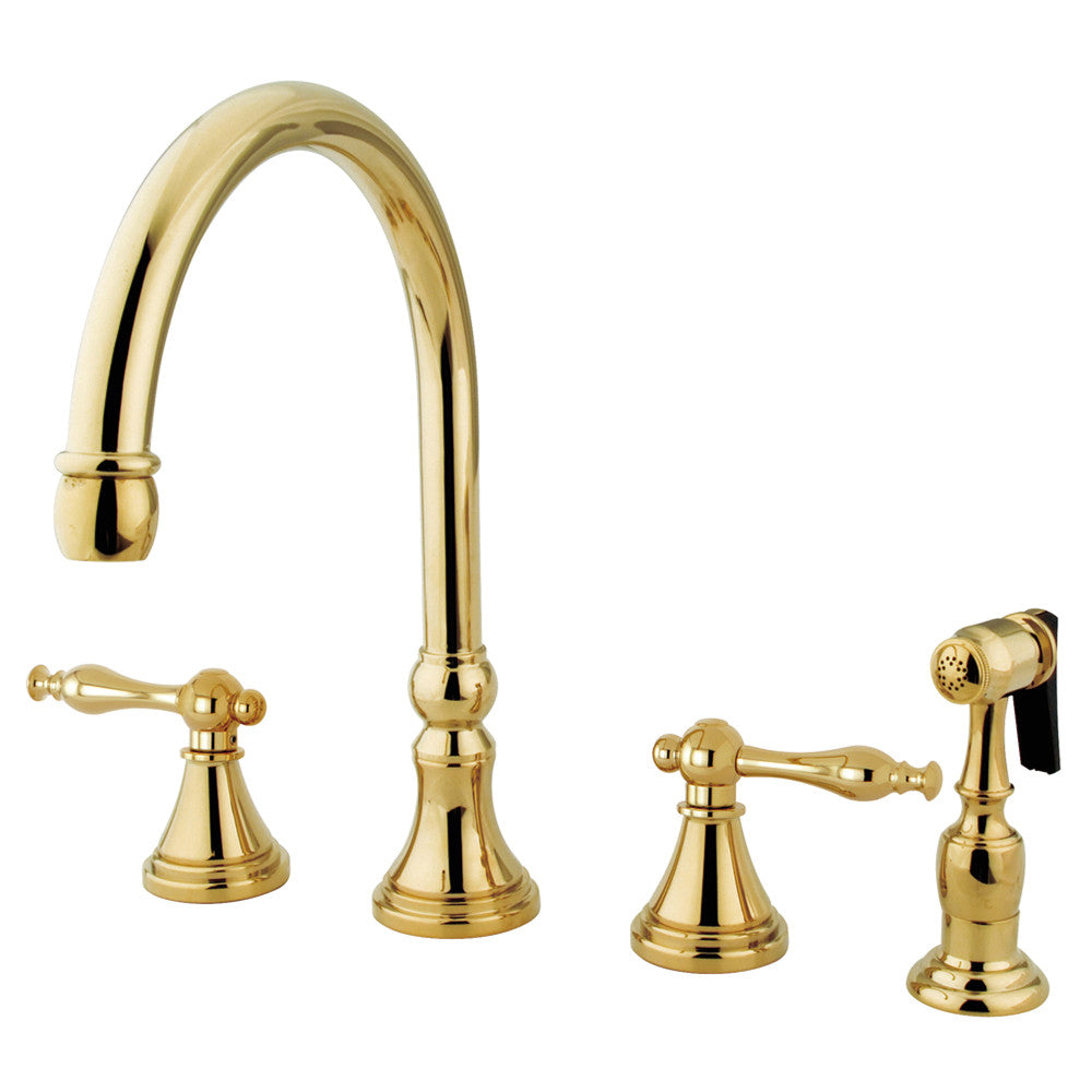 Governor Widespread Kitchen Faucet in Polished Brass