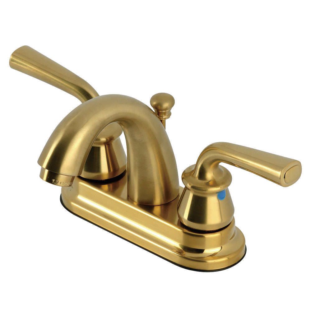 Restoration 4 Inch Centerset Bathroom Faucet in Brushed Brass