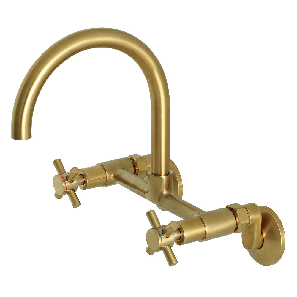 Concord Wall Mount Kitchen Faucet in Brushed Brass