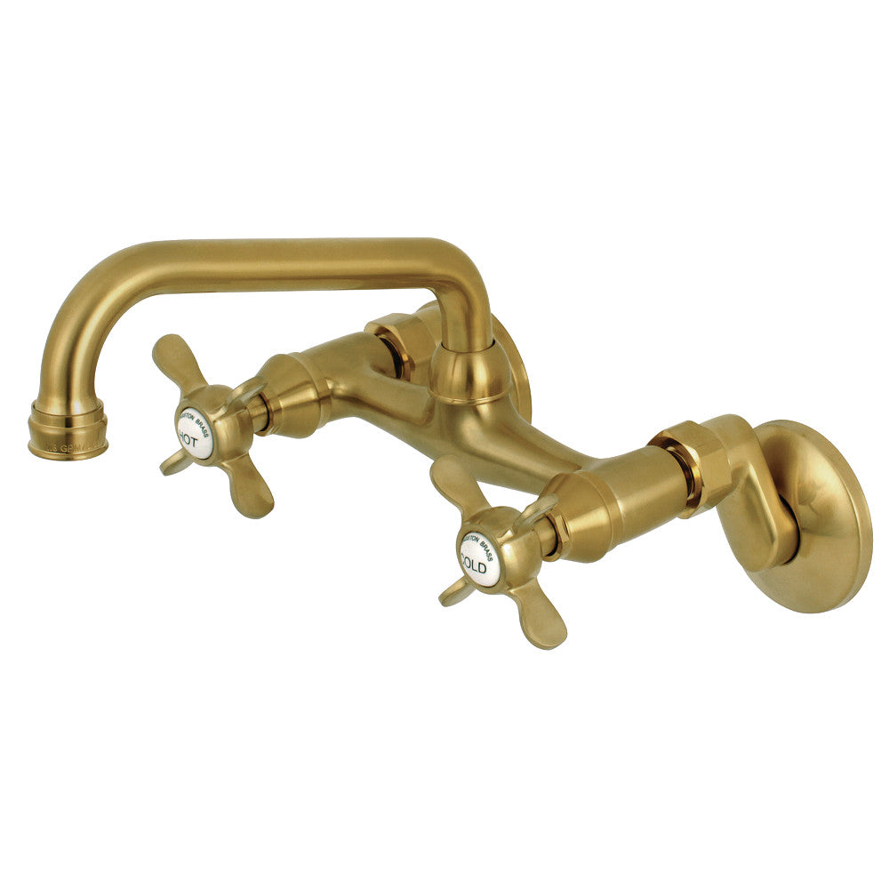 Essex Wall Mount Kitchen Faucet in Brushed Brass