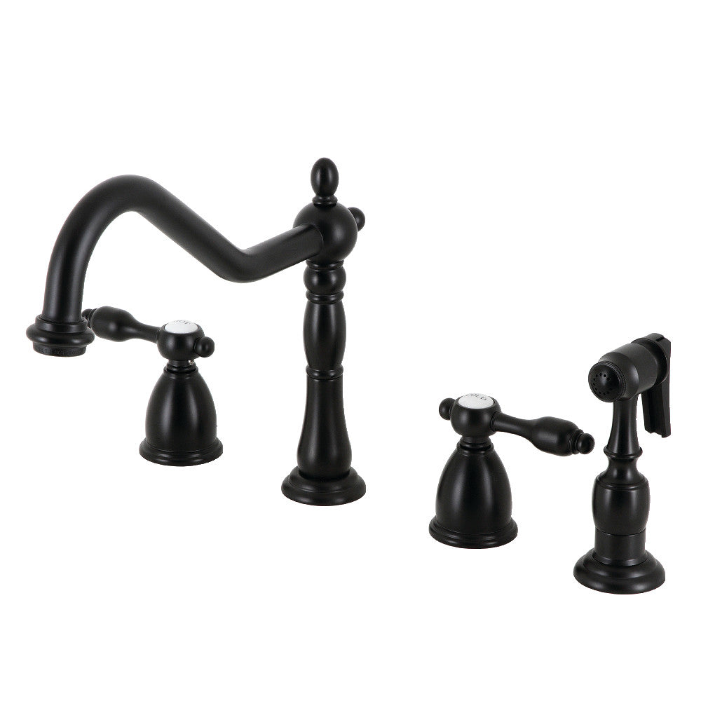 Tudor Widespread Kitchen Faucet in Matte Black