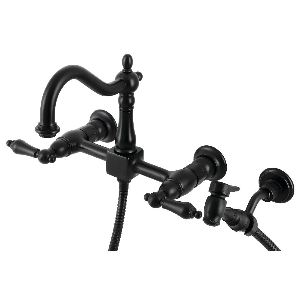 Heritage Wall Mount Kitchen Faucet in Matte Black