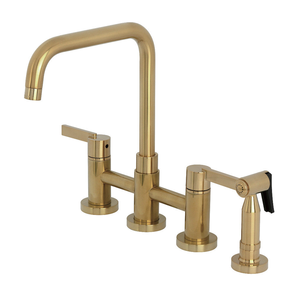 Continental Bridge Kitchen Faucet in Brushed Brass