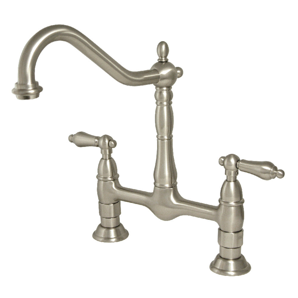 Heritage Bridge Kitchen Faucet in Brushed Nickel