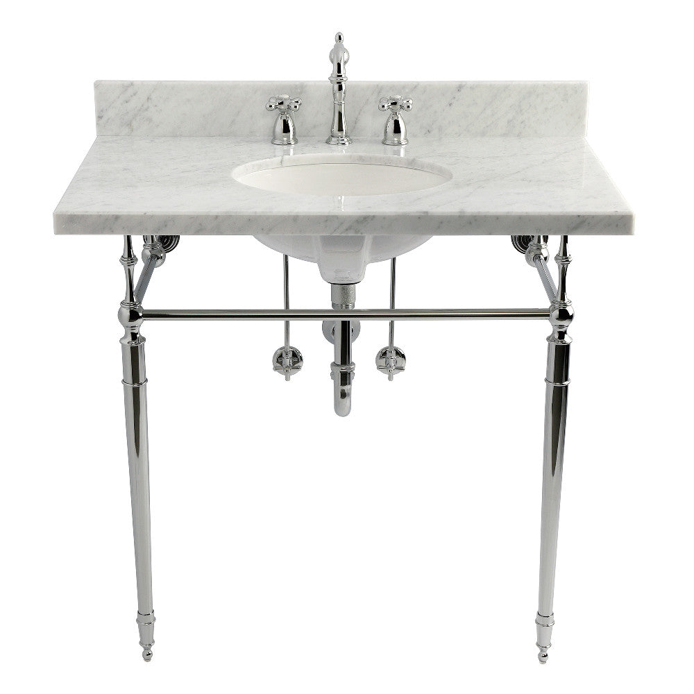 Edwardian 36 Inch Console Sink in Carrara Marble