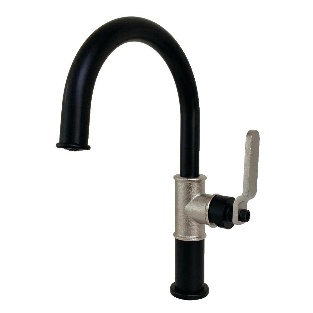 Whitaker Single-Hole Bathroom Faucet in Matte Black/Polished Nickel