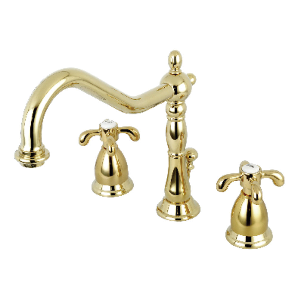 French Country Widespread Bathroom Faucet in Polished Brass