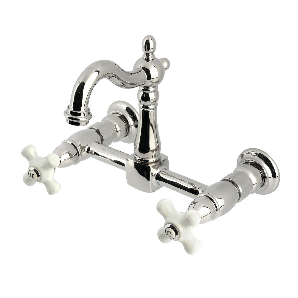 Heritage Wall Mount Kitchen Faucet in Polished Nickel