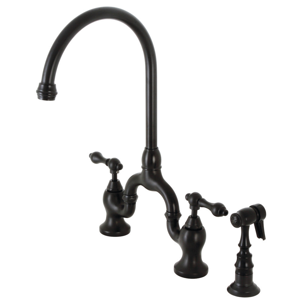 English Country Bridge Kitchen Faucet in Matte Black