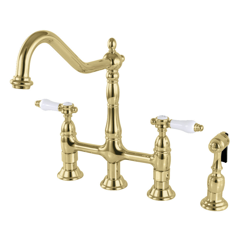 Bel-Air Bridge Kitchen Faucet in Polished Brass