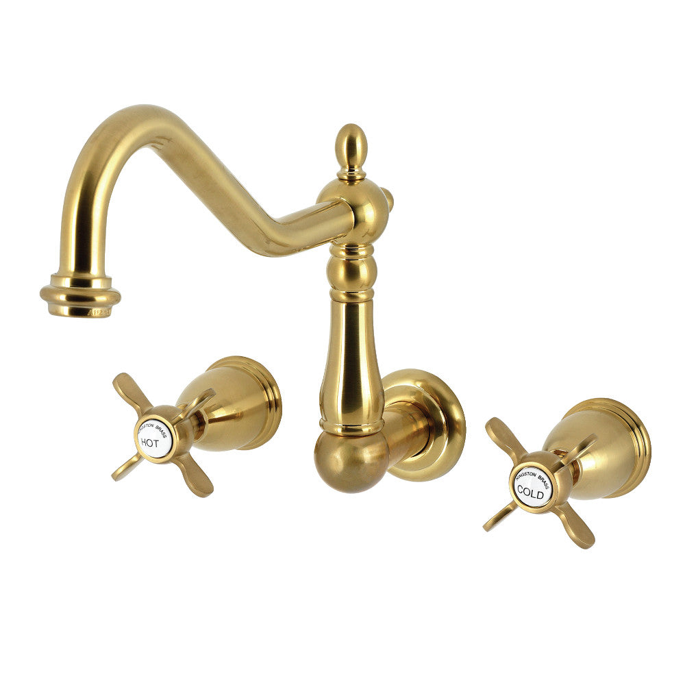Essex Wall Mount Kitchen Faucet in Brushed Brass