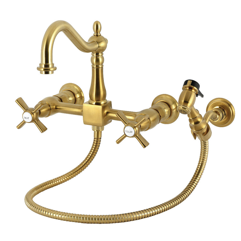 Millennium Wall Mount Kitchen Faucet in Brushed Brass