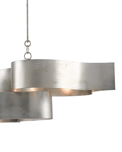 Grand Lotus Silver Oval Chandelier