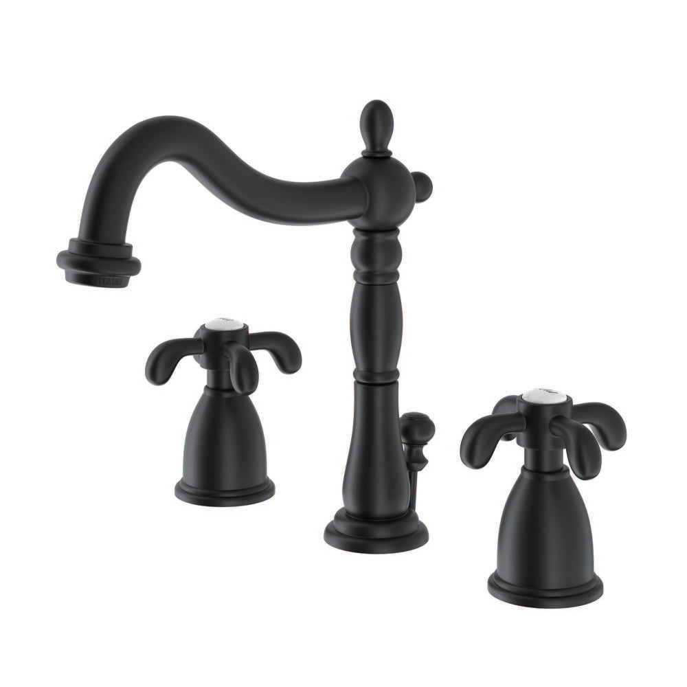 French Country Widespread Bathroom Faucet in Matte Black