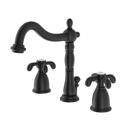 French Country Widespread Bathroom Faucet in Matte Black