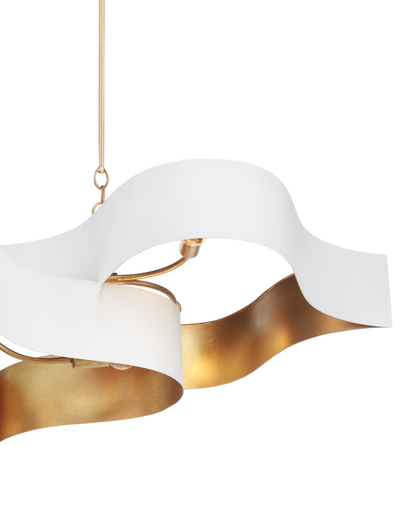 Grand Lotus White Oval Chandelier