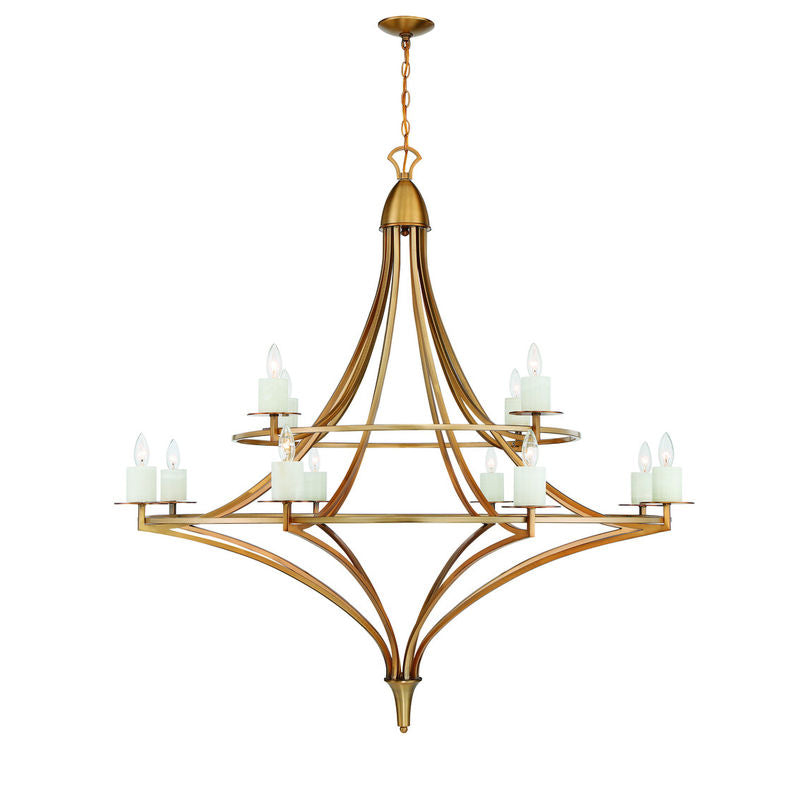 Director 12-Light Chandelier in Warm Brass Warm Brass