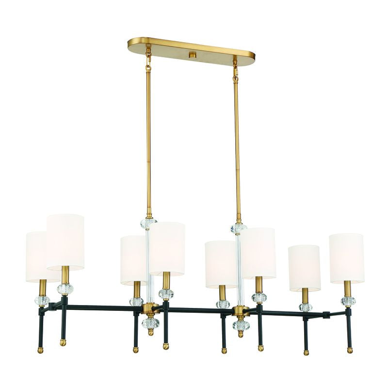 Tivoli 8-Light Linear Chandelier in Matte Black with Warm Brass Accents Matte Black with Warm Brass Accents