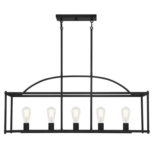 Palladian 5-Light Linear Chandelier in 
Matte Black Matte Black