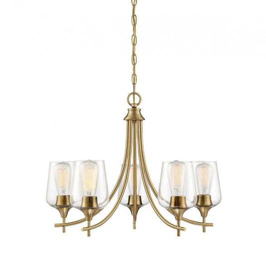 Octave 5-Light Chandelier in Warm Brass