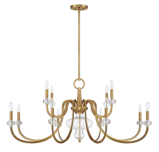 Bergdorf 12-Light Chandelier in Warm Brass