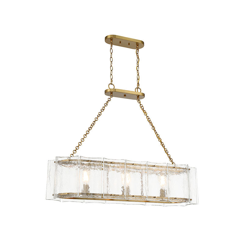 Genry 3-Light Linear Chandelier in Warm Brass Warm Brass