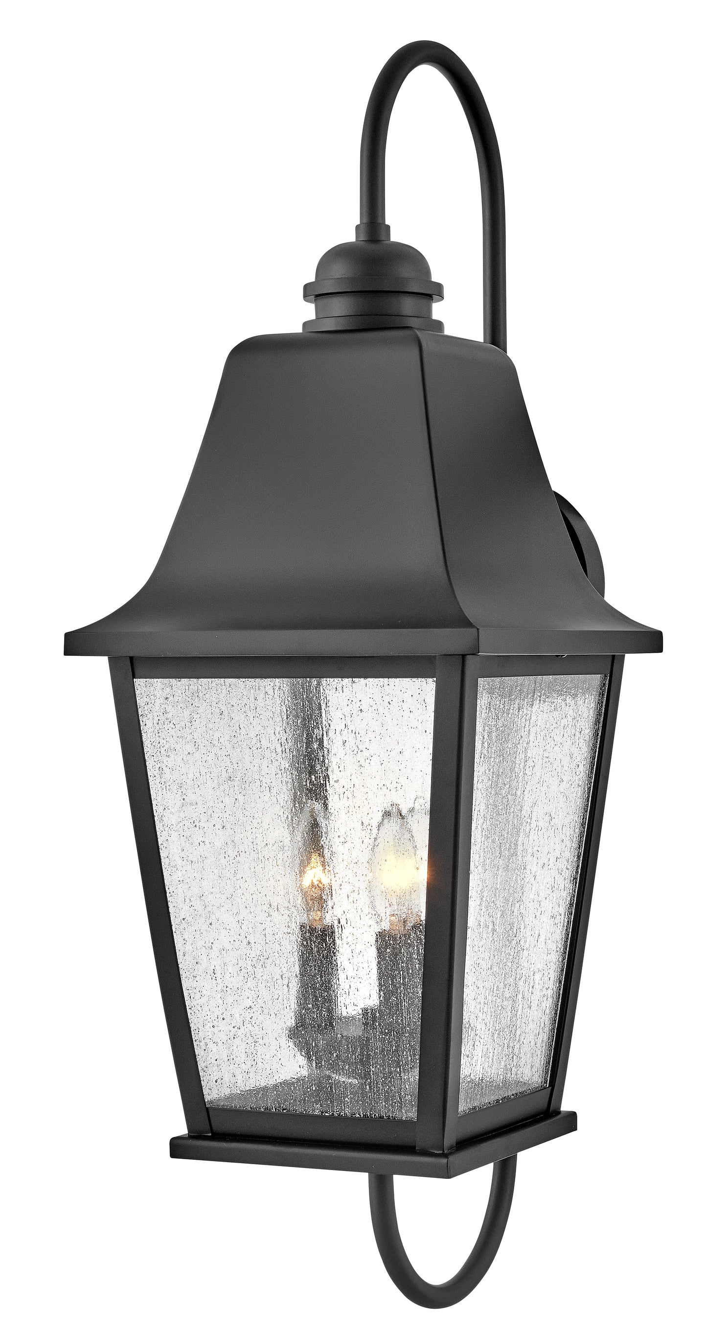 Kingston Large Wall Mount Lantern In Black Finish
