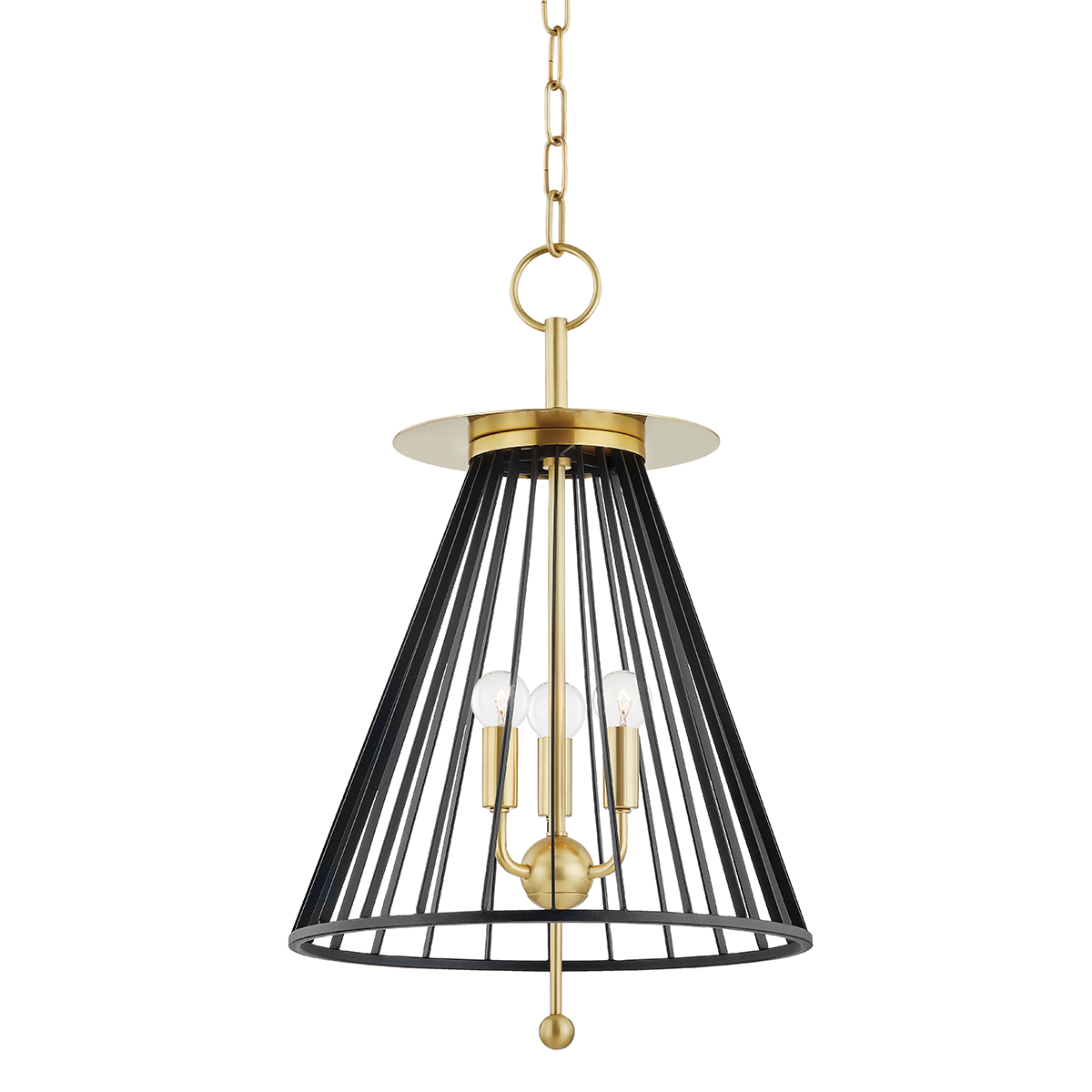 Cagney Pendant with Aged Brass/black Finish