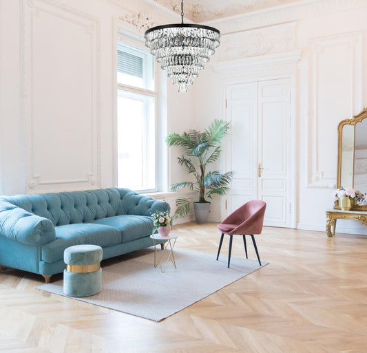 Josephine 32 inch Round Chandelier in Black