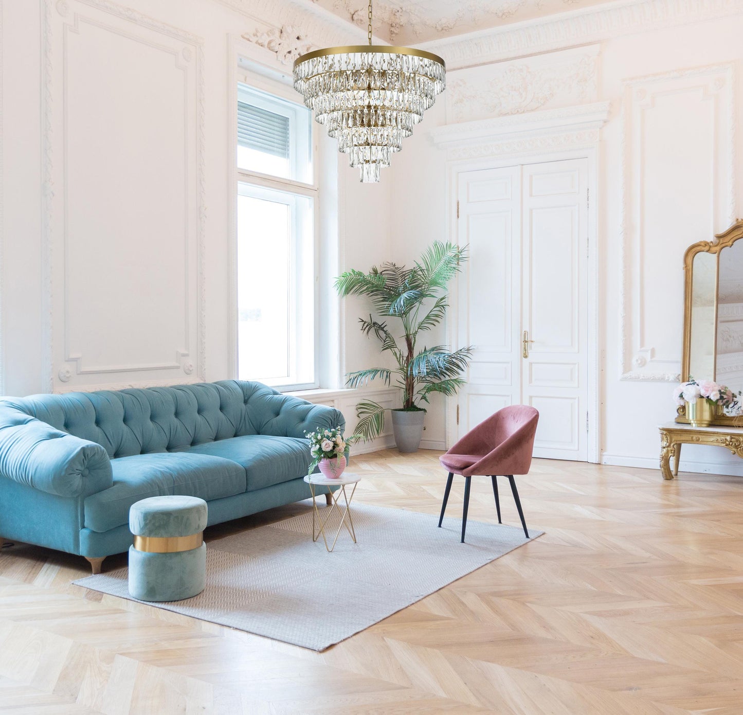 Josephine32 inch Round Chandelier in Satin Gold