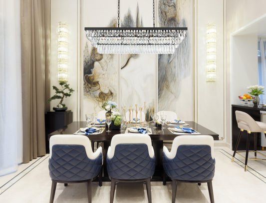 Josephine 48 inch Rectangular Chandelier in Black