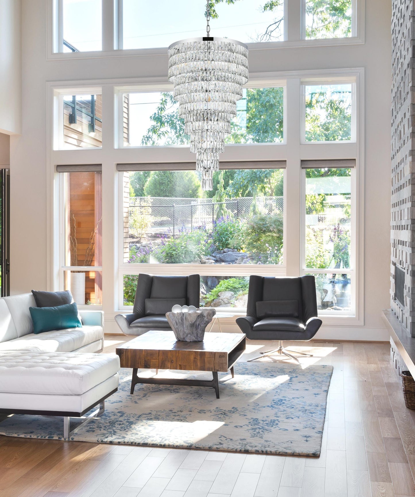 Josephine 32 inch Rectangular Chandelier in Chrome