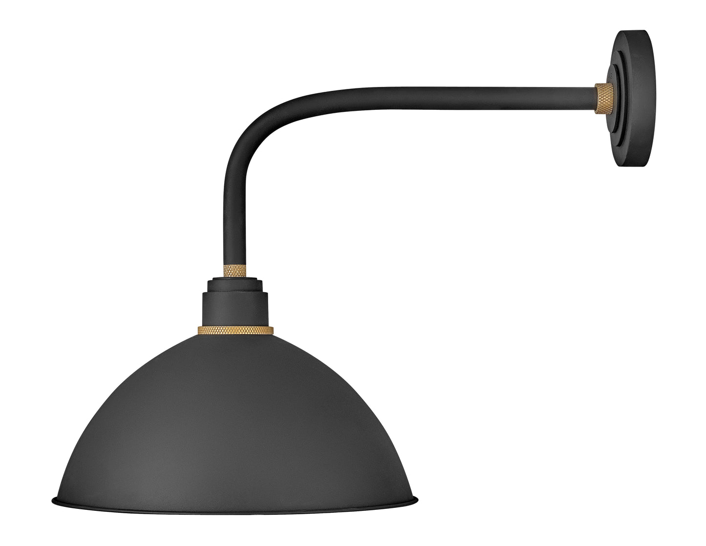 Foundry Dome Medium Straight Arm Barn Light In Black Finish