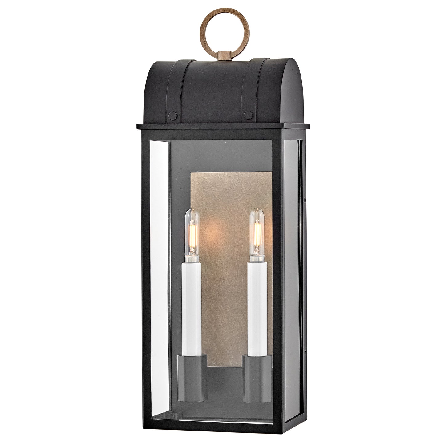 Campbell Medium Wall Mount Lantern In Black Finish