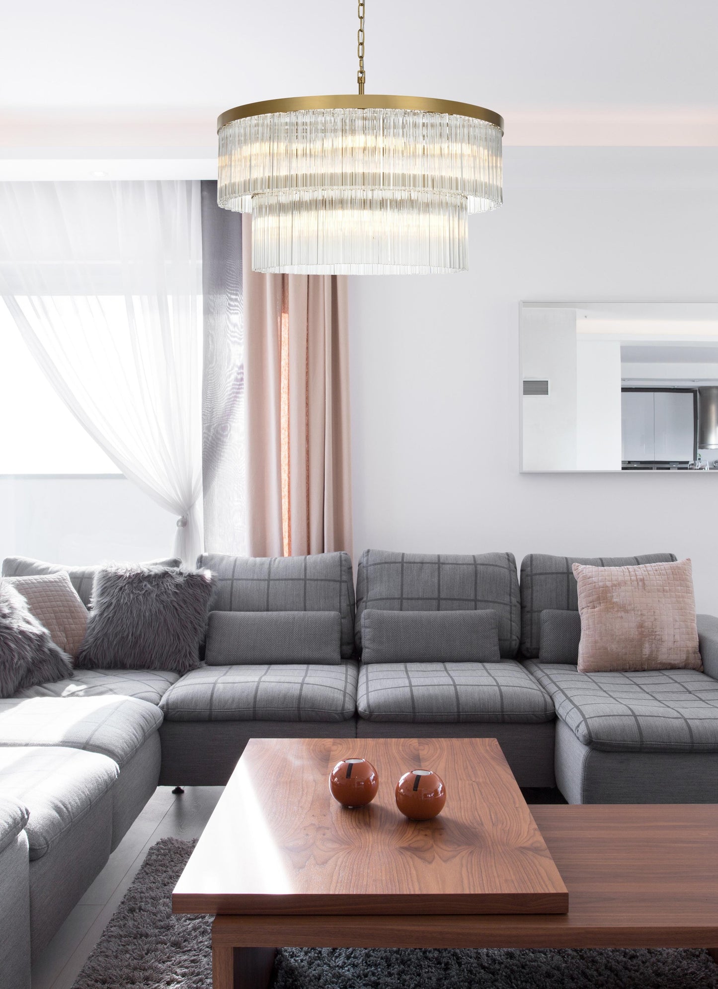 Harlow 32 inch Chandelier in Satin Gold