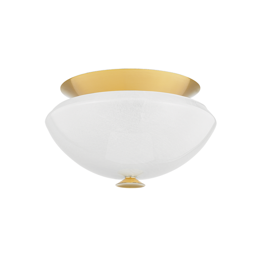 PAWTUCKET FLUSH MOUNT with AGED BRASS/SOFT WHITE Finish