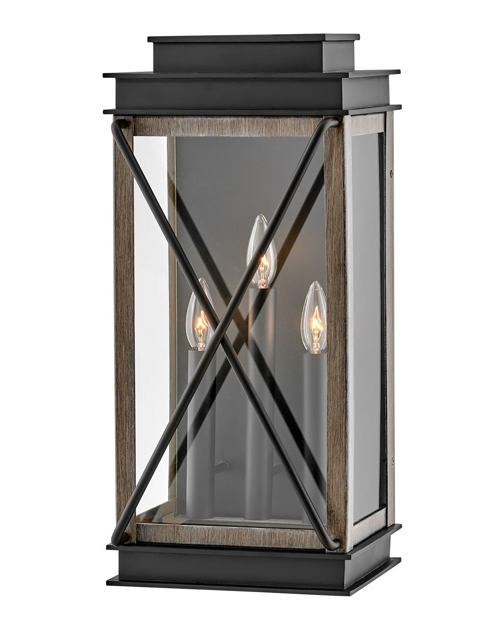 Montecito Large Wall Mount Lantern In Black Finish