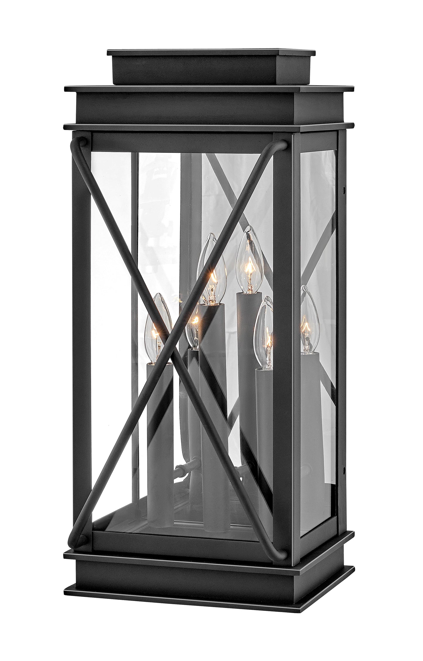 Montecito Large Wall Mount Lantern In Black Finish