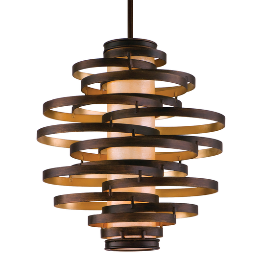 Vertigo Chandelier In BRONZE AND GOLD LEAF Finish