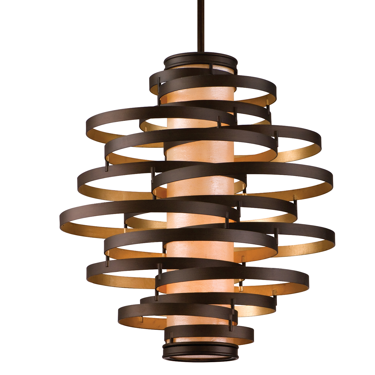 Vertigo Chandelier with BRONZE LEAF/GOLD LEAF Finish